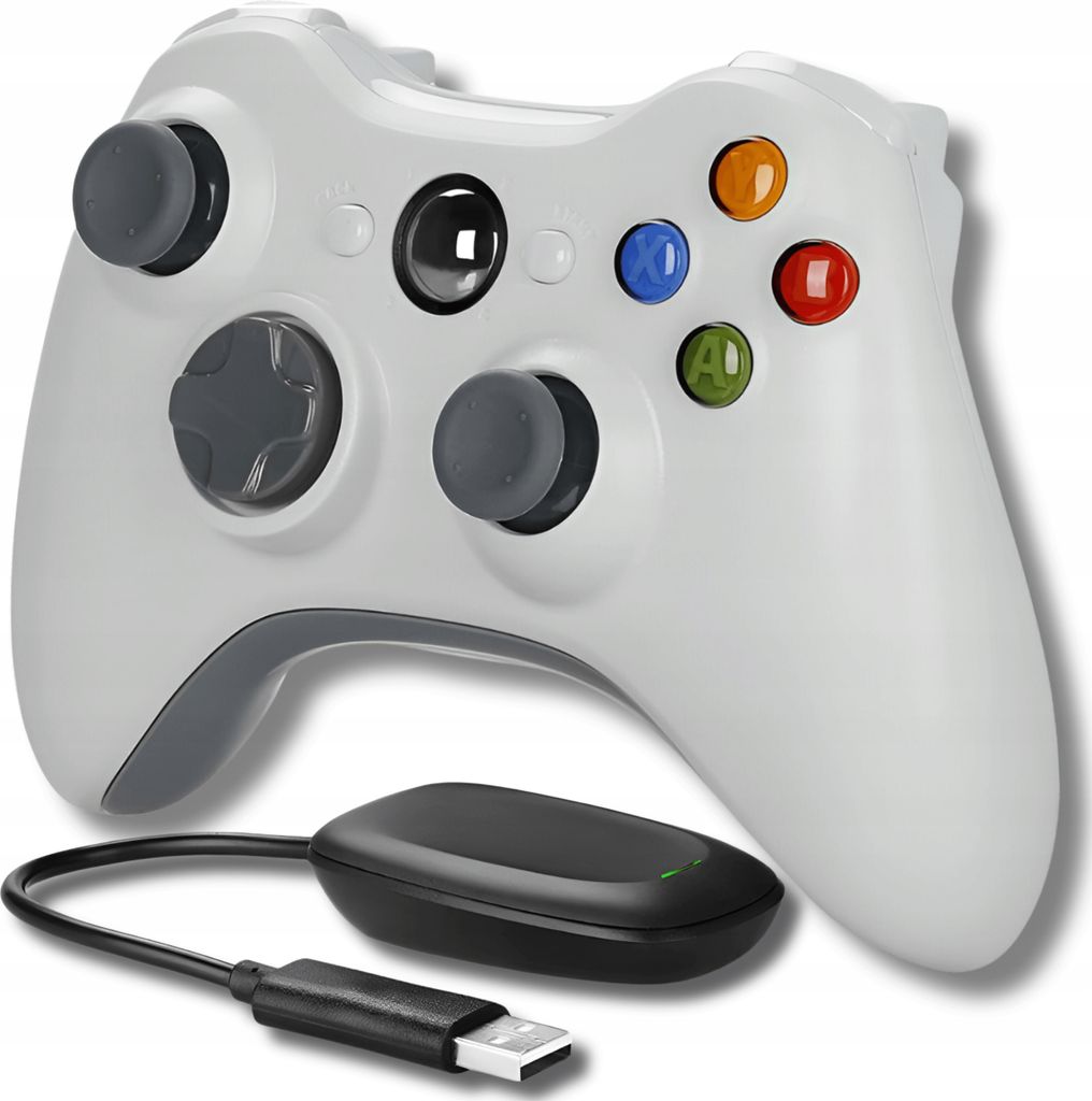 OMNA | Drahtloser Xbox 360 Gamepad - Weiß - Dual Shock mit Produktbild 