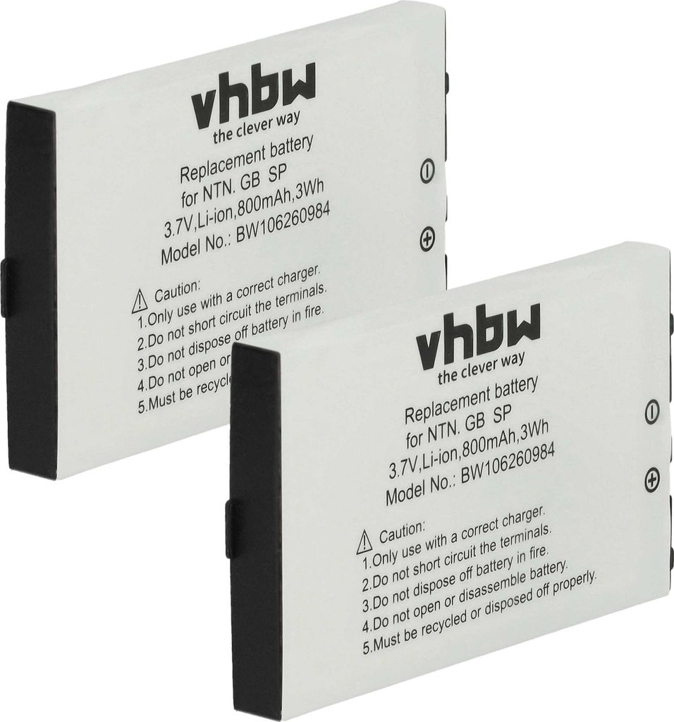 vhbw 2x Akku kompatibel mit Nintendo Game Boy Advance SP AGS-101, Advance SP AGS-003, Advance SP AGS-001 Spielekonsole (800 mAh, 3,7 V, Li-Ion)