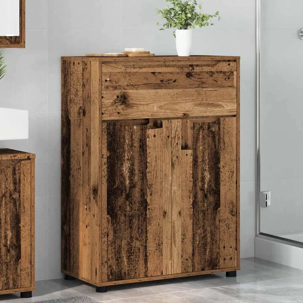 Meuble de rangement de salle de bain rustique en bois de 100cm