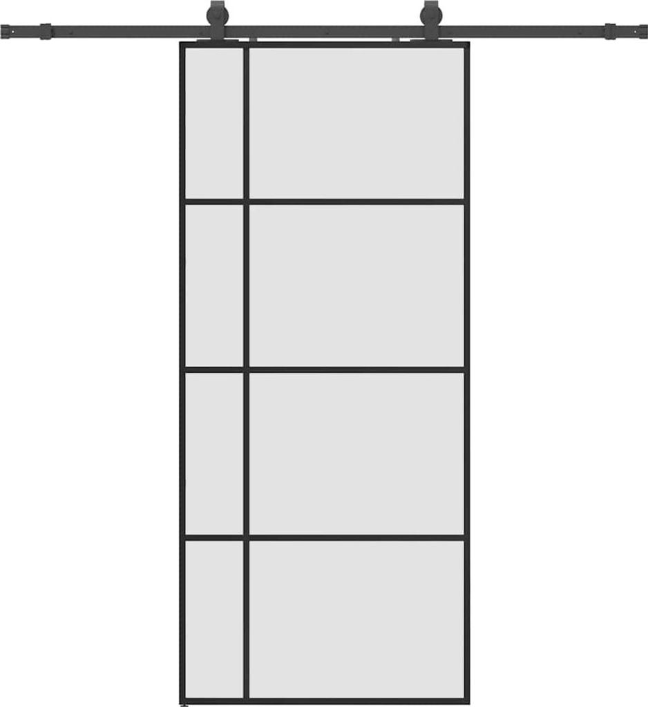 vidaXL Schiebetür mit Beschlag Schwarz 90x205 cm ESG-Glas Produktbild 
