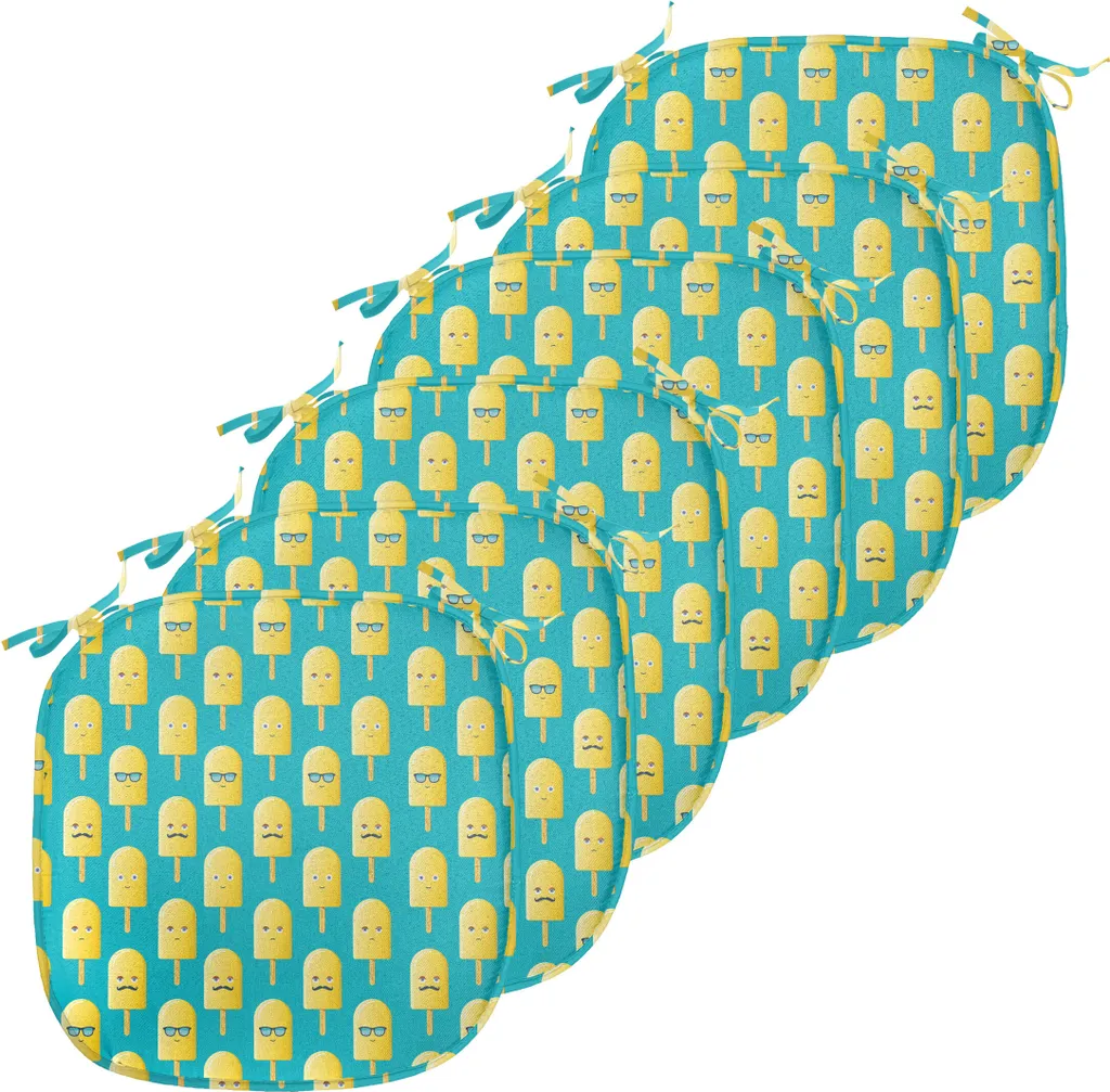Coussin de Chaise avec Sangles de Fixation, Tissu Étanche Jaune et Bleu