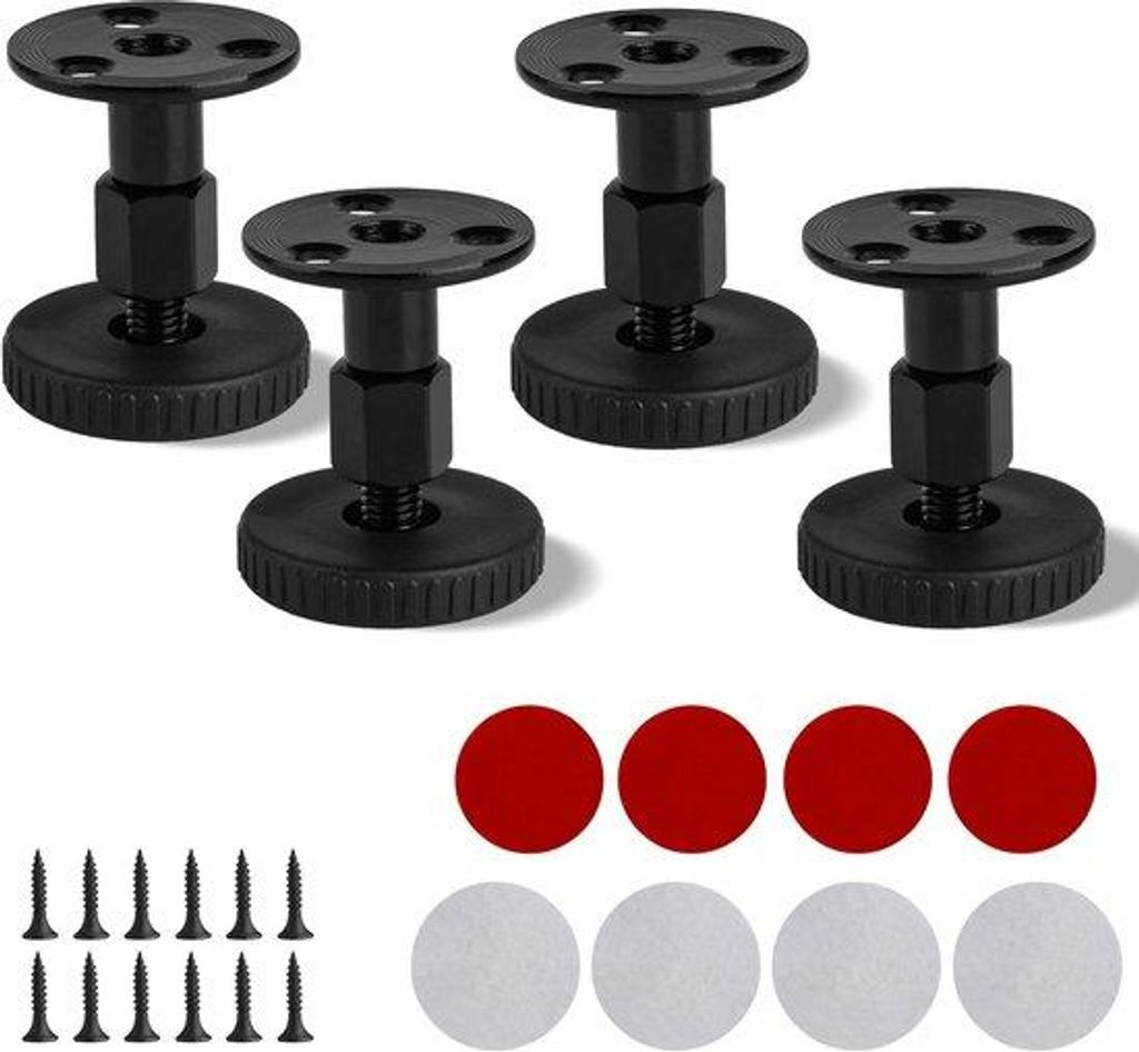 4er Höhenverstellbarer Möbelfuß, 47-64 mm, Möbelfuß für Tische, Schränke, Sofas, Büros, Küchen, Durchbohrbar oder Selbstklebend