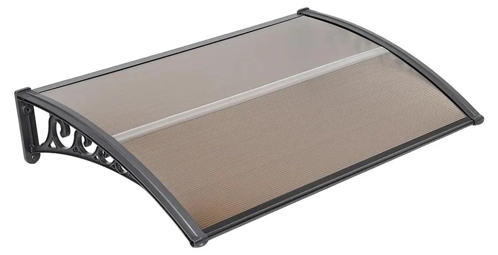 Auvent marquise de porte d'entrée transparente en polycarbonate fumé