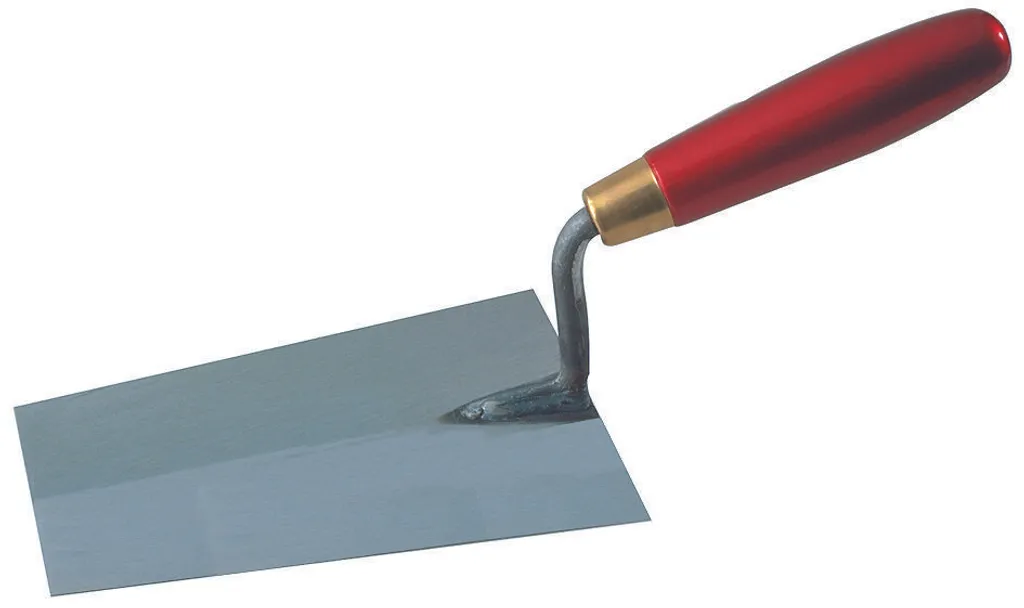 sTUBAI cazzuola per muratori con collo a S rosso, 180 mm - Utensile per malta di alta qualità per muratori e intonacatori, design a tartufo con collo d'oca curvo, ideale per la lavorazione precisa di mattoni e intonaci con mattoni"