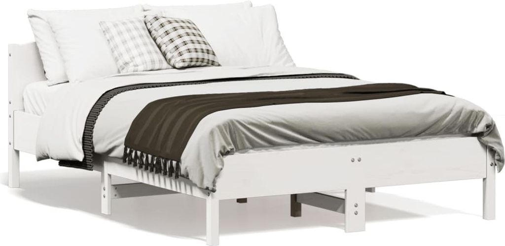 Maison Exclusive - Massivholzbett ohne Matratze Weiß 140x190 cm Kiefernholz