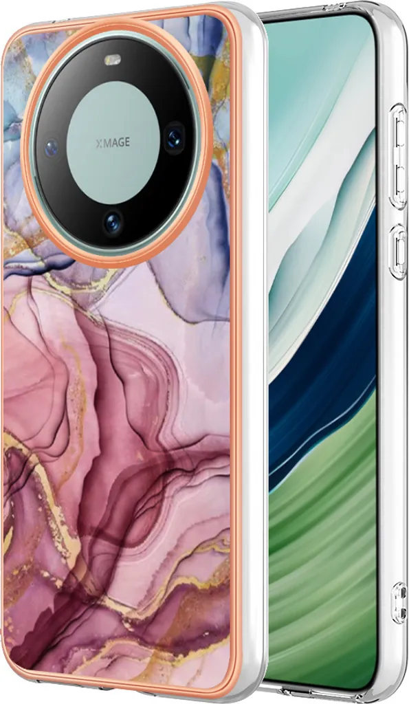 Custodia per Huawei Mate 60 Pro, custodia in silicone TPU a fantasia, paraurti antiurto oro rosa