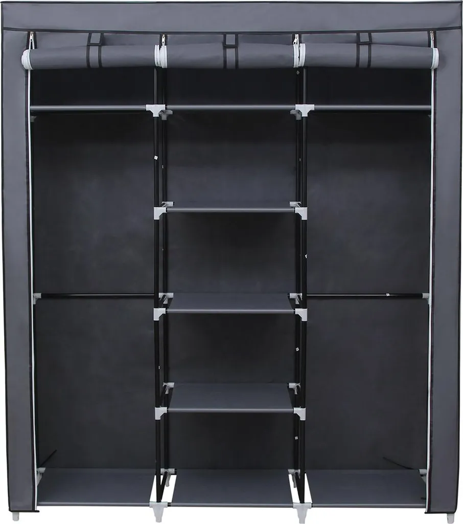 Penderie souple grise en tissu 175x150 cm idéale pour ranger les habits