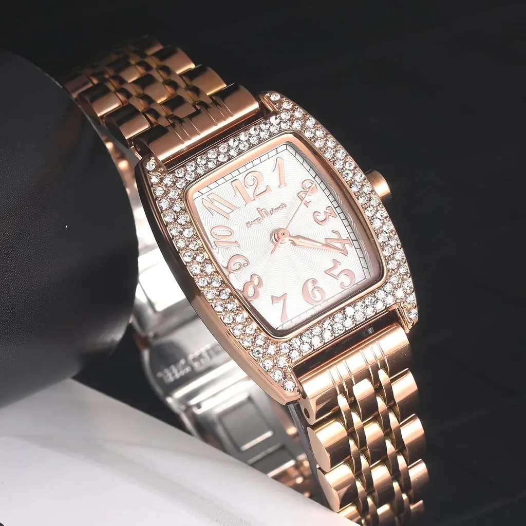 MICGIGI orologio da polso al quarzo da donna, orologio analogico rettangolare con finiture in pietra, quadrante casual, orologio da polso in acciaio inossidabile per l'eleganza di tutti i giorni - 2