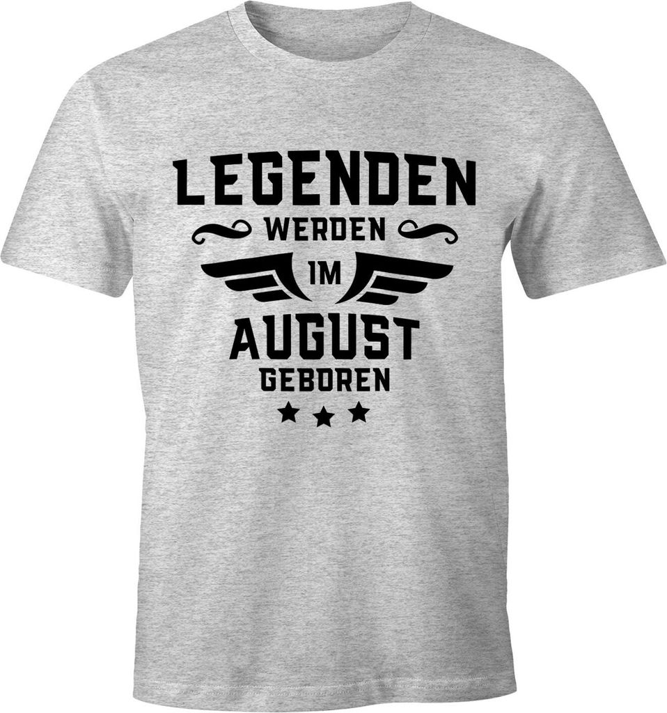 Legenden werden im Monat geboren Herren T-Shirt Geburtstag Birthday Legends are born Moonworks August grau-meliert XL