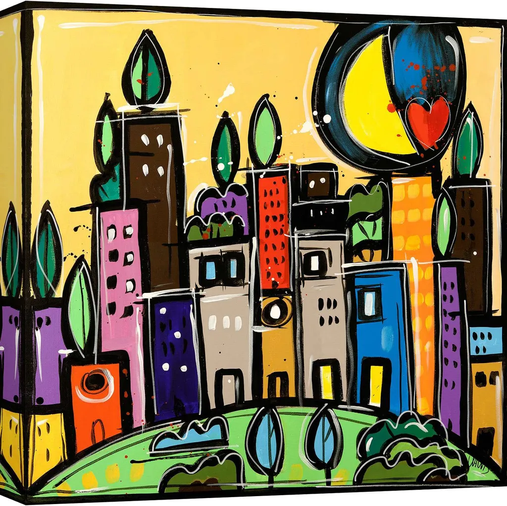 Tableau sur toile coloré Wallas Une belle journée format 70x70 cm