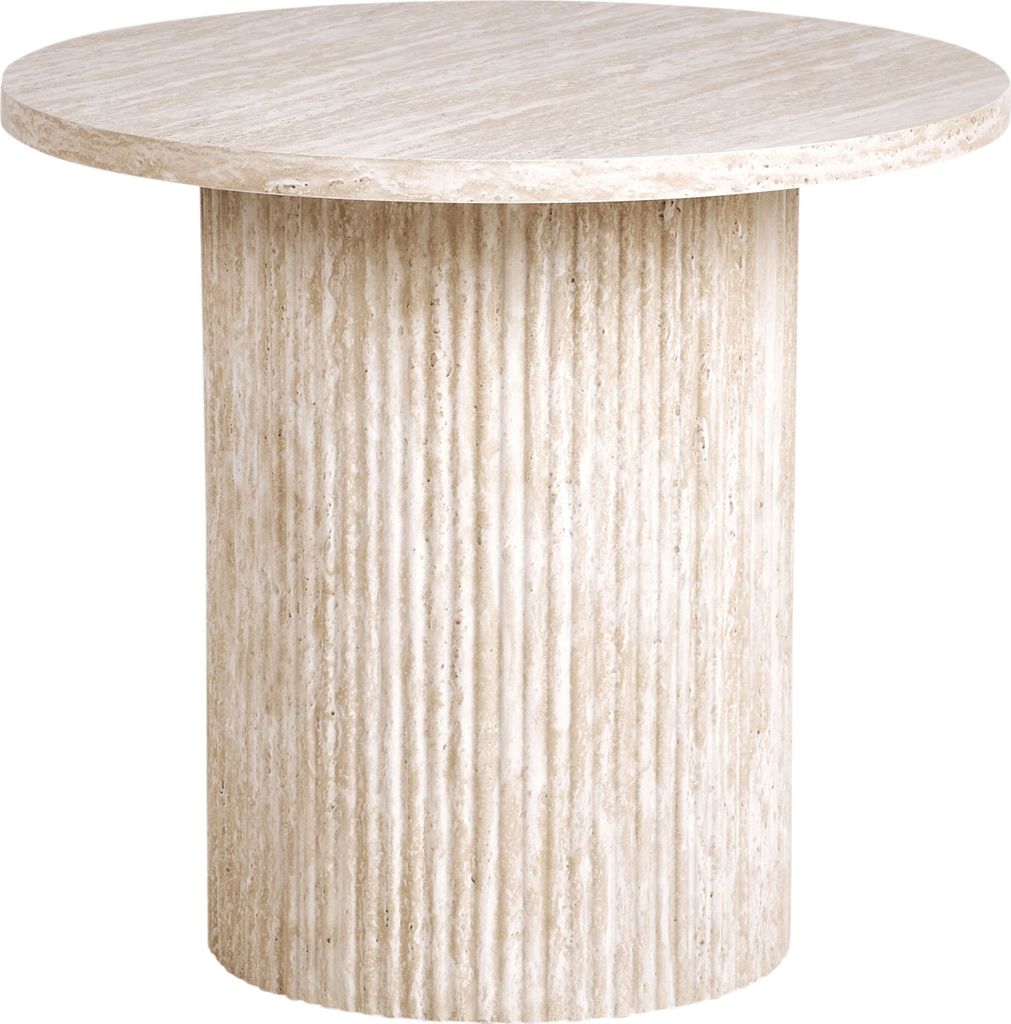 BELIANI Beistelltisch Beige MDF Platte Travertinoptik ø 50 Produktbild 