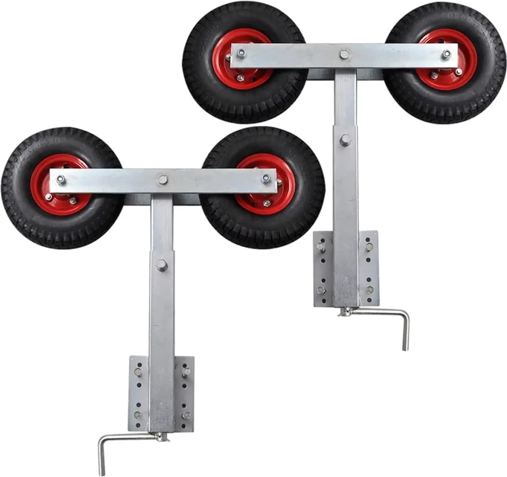 Béquilles de Stabilisation Double Roue pour Remorque Bateau 59-84cm