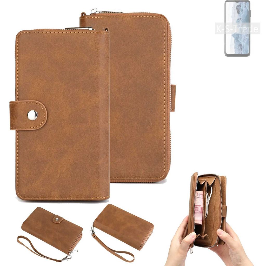 K-S-Trade Handyhülle Schutzhülle kompatibel mit Nokia G60 5G & Portemonnee Tasche Handytasche Case Etui Geldbörse Wallet braun (1x)