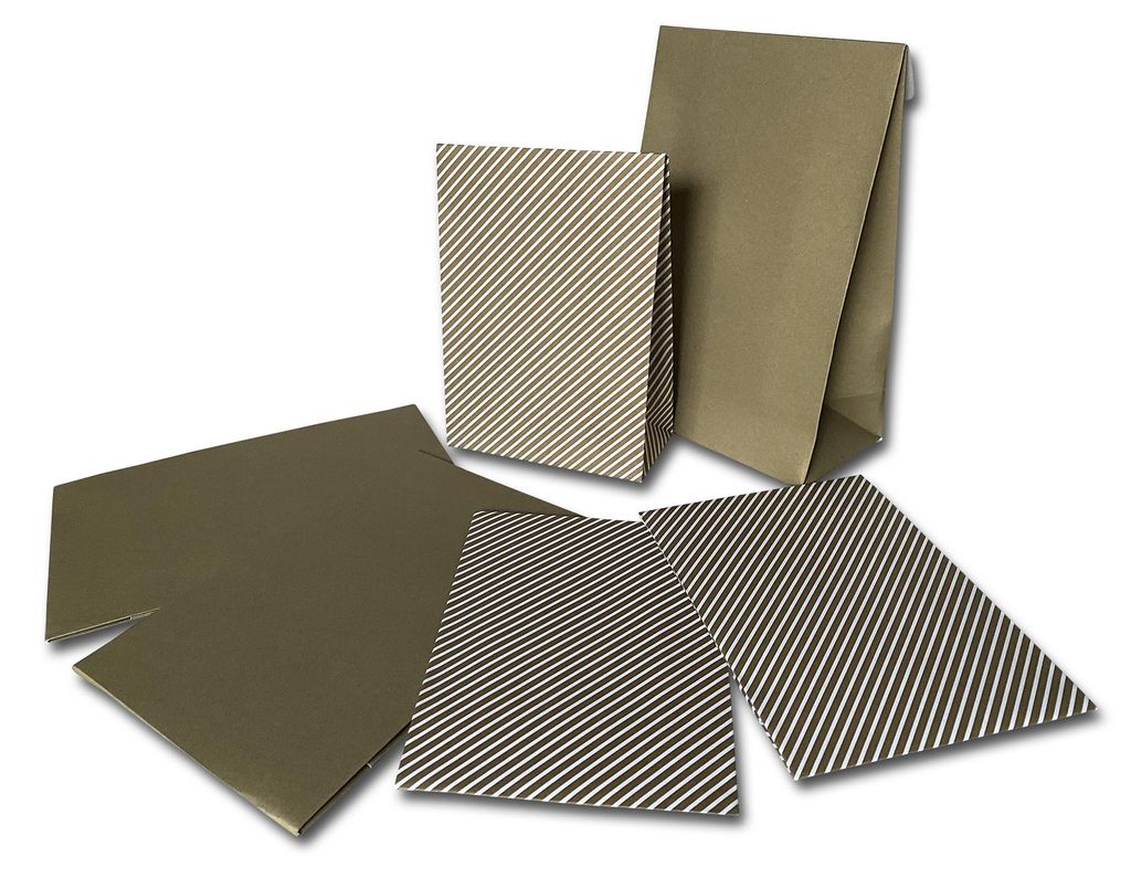 24x Papier Geschenktüten gold 12,5x19 cm & 10,5x15 cm in 2 Motiven - PODARI