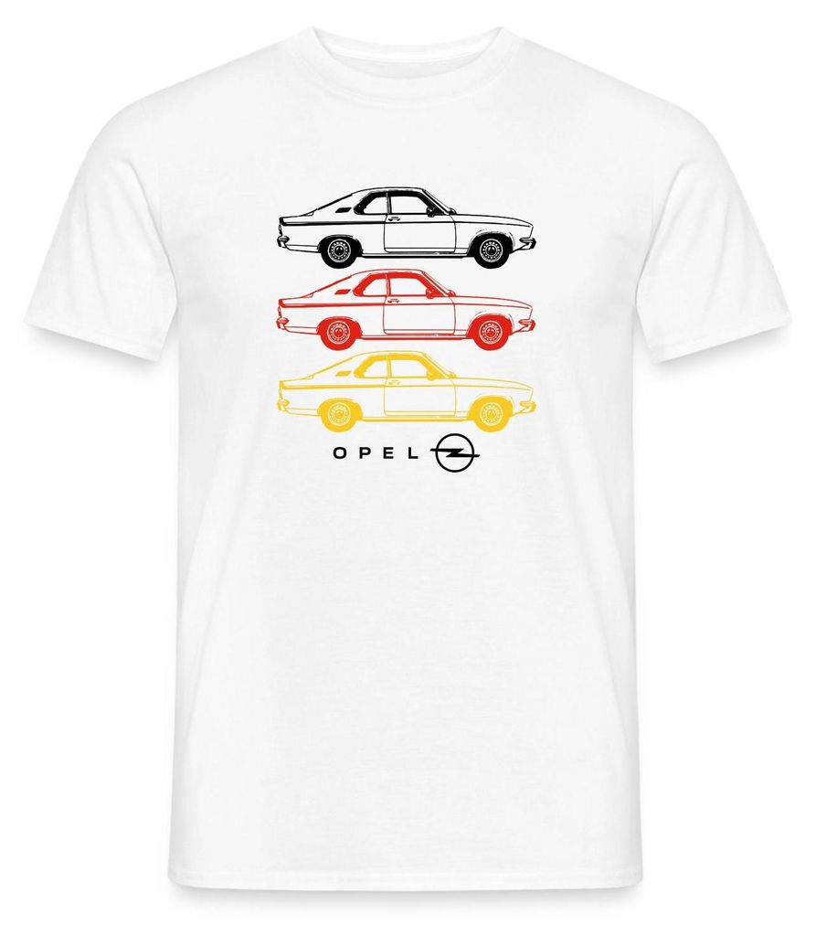 Spreadshirt Opel Manta Design In Schwarz-Rot-Gelb Mit Logo Männer T-Shirt, L, Weiß