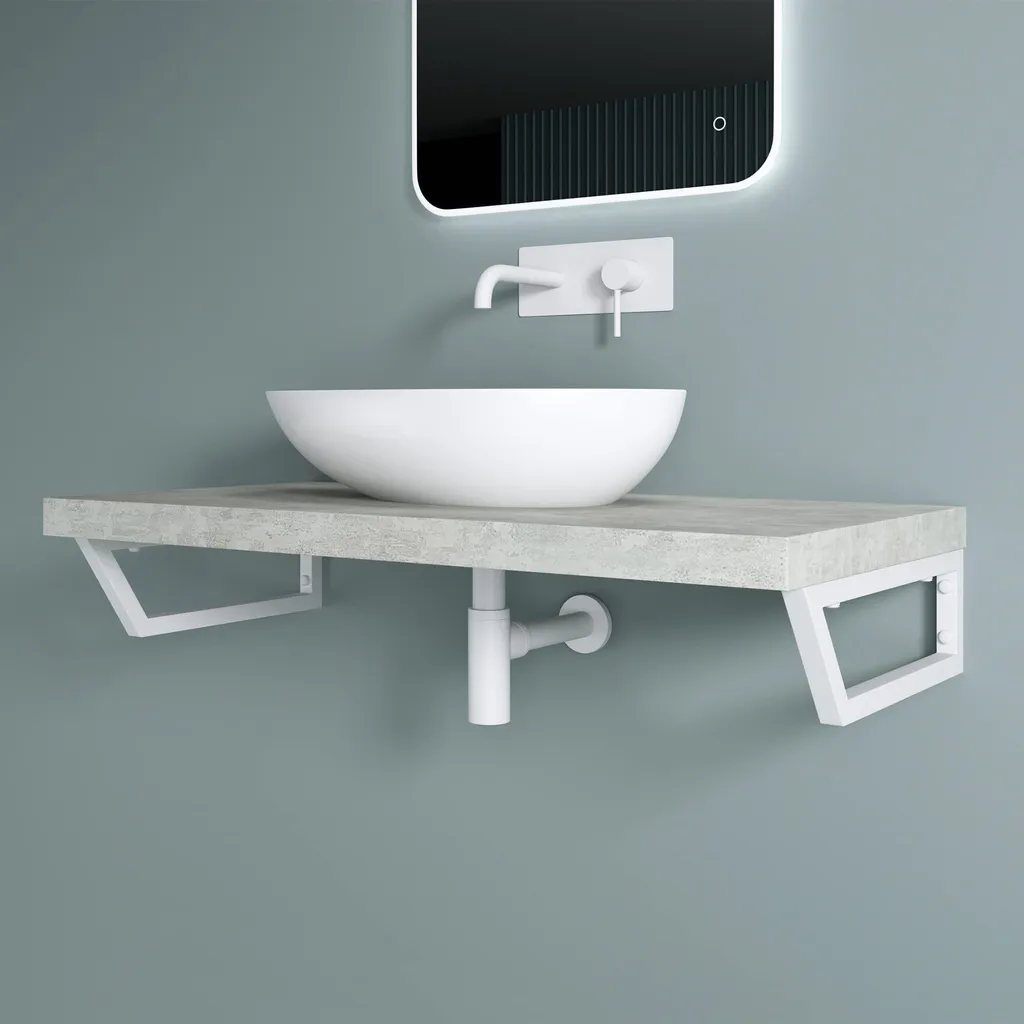 Équerre pour Étagère Murale et Plan de Toilette Blanc Inox 38cm Doporro