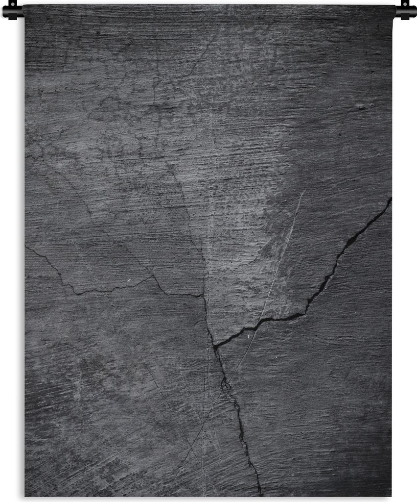 MuchoWow Wandteppich Wandbehang Beton - Schwarz - Riss 120x160 cm Tapisserie Dekoration Wandtuch - Wohnzimmer - Moderne