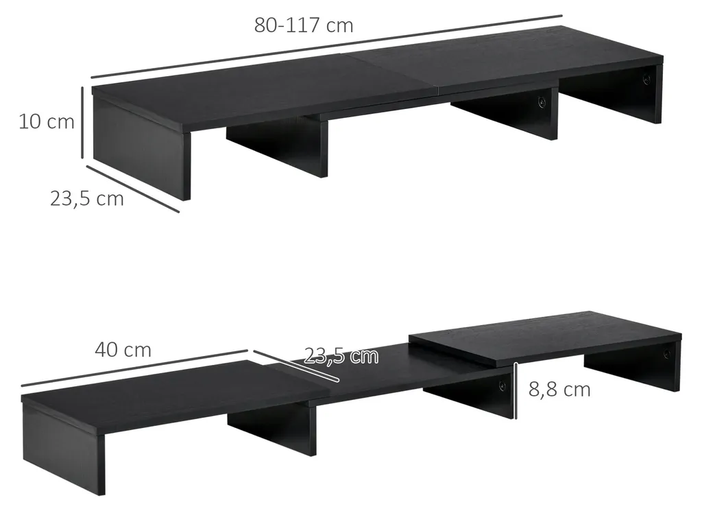 Support écran PC pour bureau, rehausseur extensible et réglable noir - 5