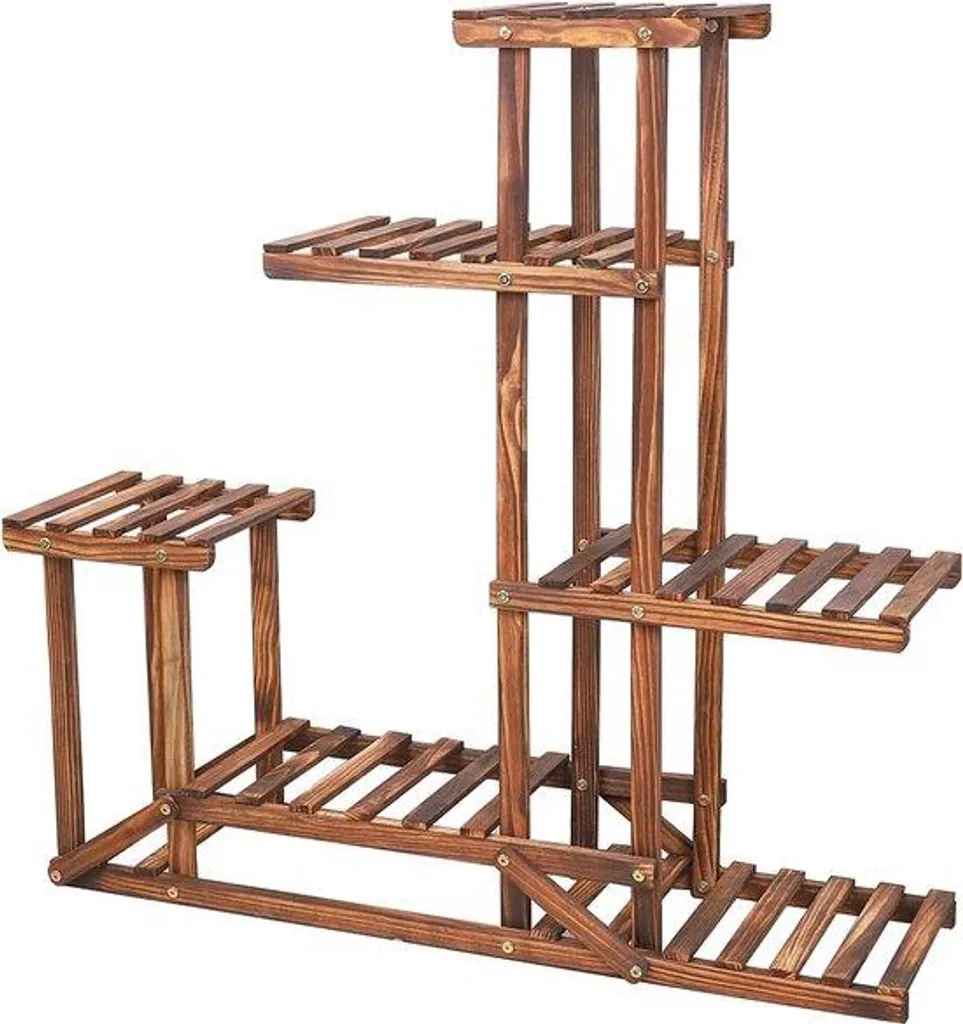 Étagère à fleurs pour balcon et salon, support bois 6 niveaux 95 cm