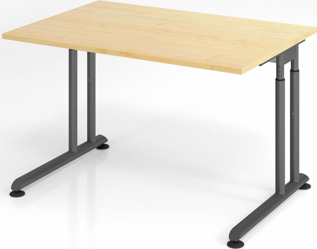 Schreibtisch Nilo | Ahorn | Graues Gestell | BxT 120x80cm | Arbeitshöhe 68-82cm | höhenjustierbar, 1cm Raster | C-Fuß-Gestell | Rechteckform