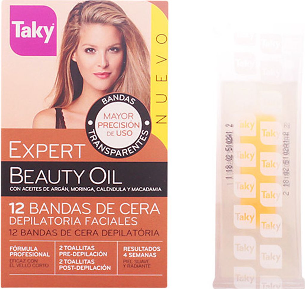 Taky Beauty Oil Depilatory Facial Wax Bands 12uds