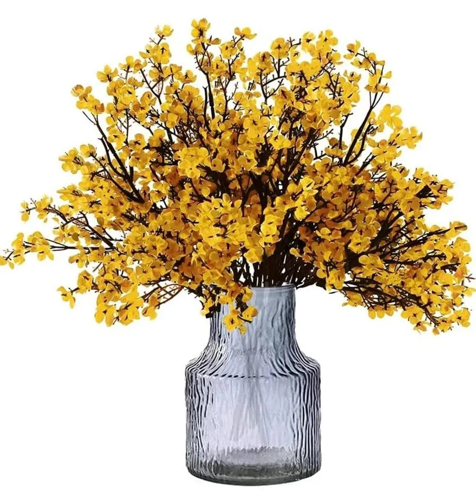 Fleurs de cerisier artificielles réalistes, 3 tiges jaunes durables