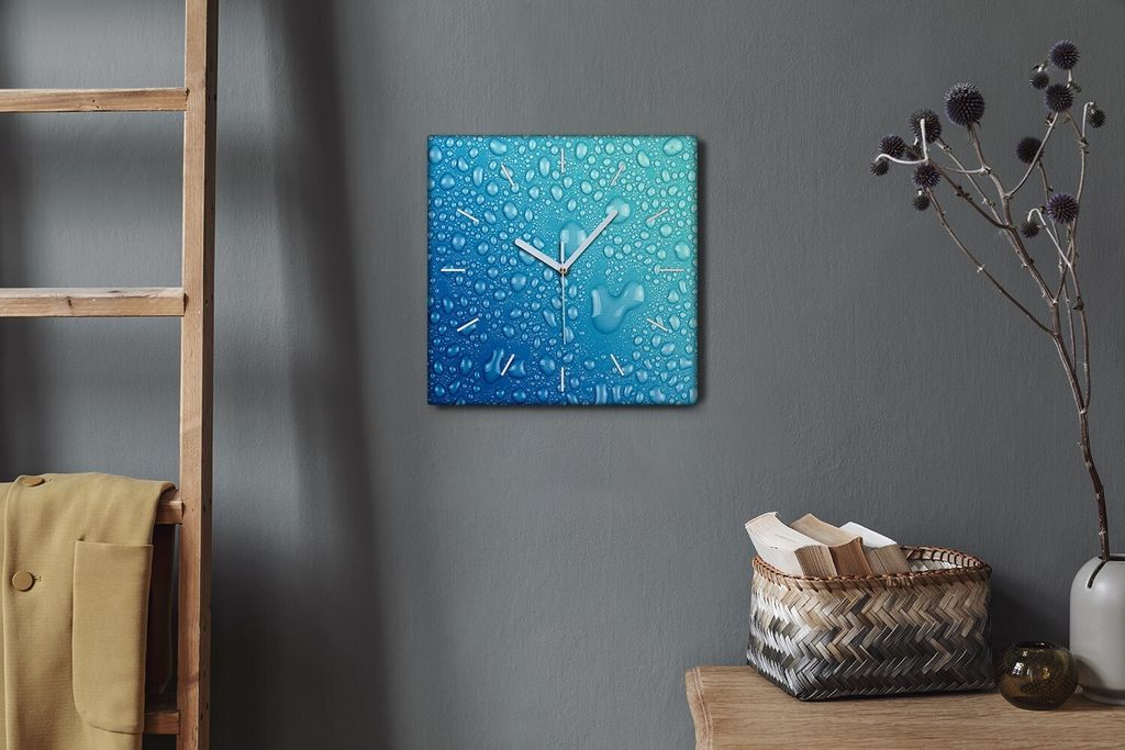 Coloray Hodiny Unikátní 30x30 cm Tiché hodiny Pro obývací pokoj a kuchyň Nástěnné hodiny Plátno Bílé ručičky hodin - Kapka vody