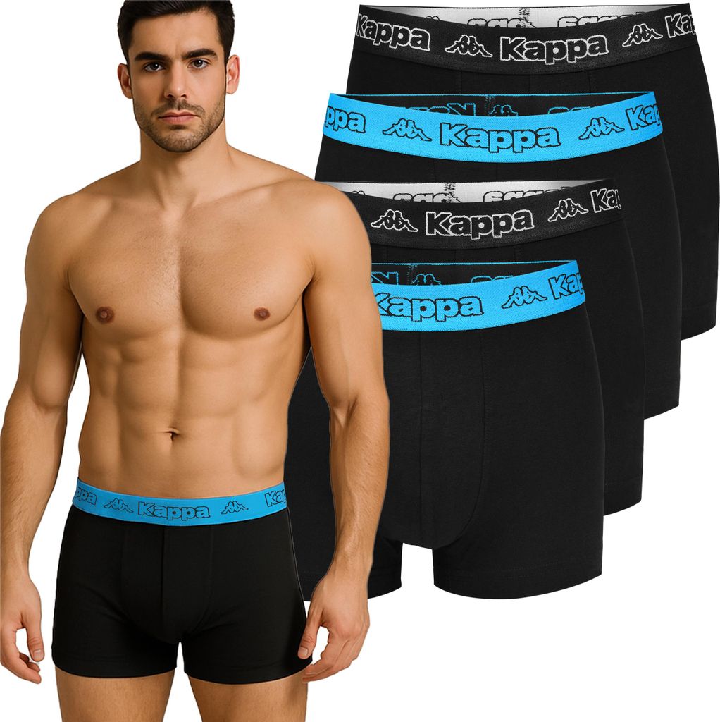 6 x Kappa Mens Black/Fuchsia Boxer Shorts Comfy Trunks