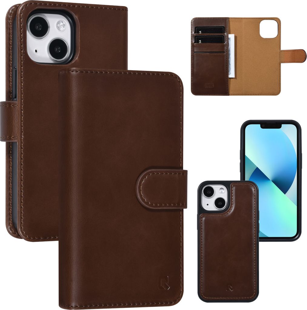 UNIQ Accessory iPhone 13 Mini 2 in 1 Book type and back cover card holder - Brown