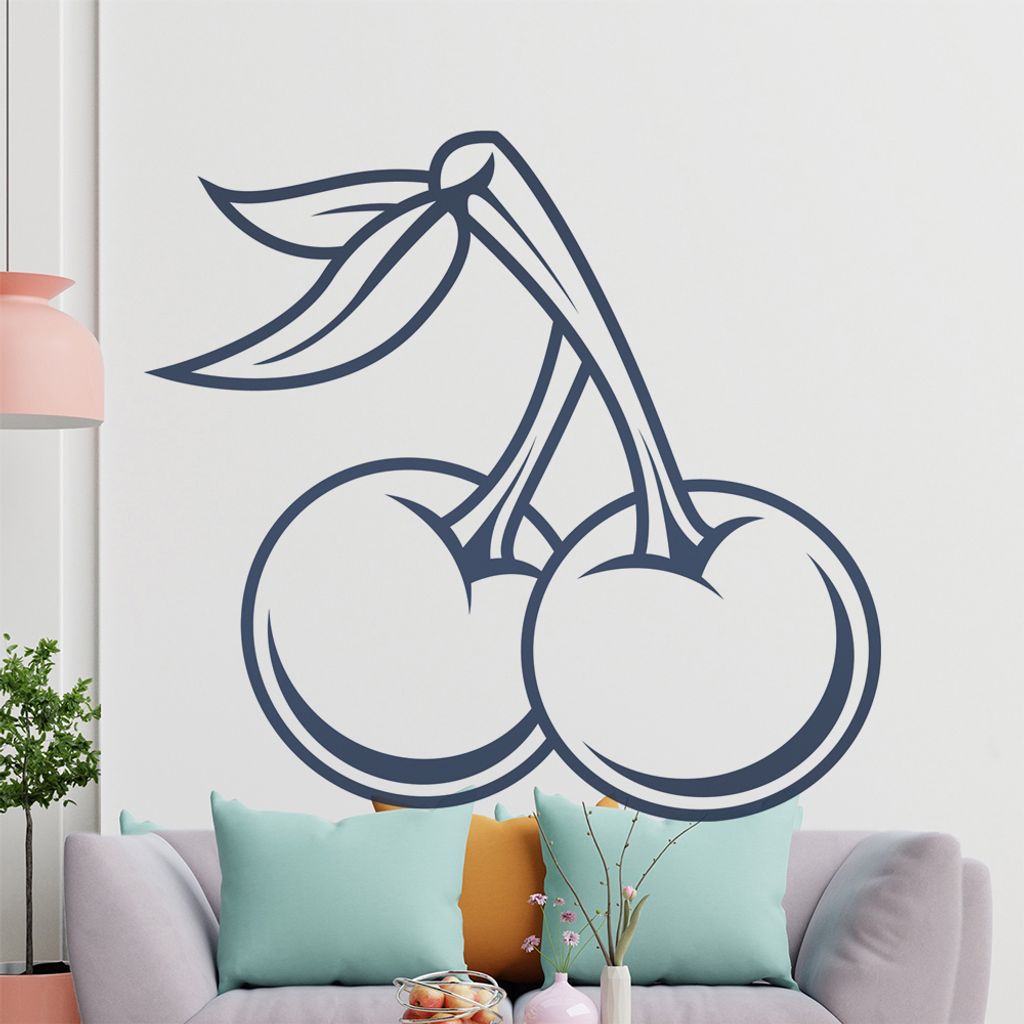 KIWISTAR Kirsch Tattoo Frucht Cherry Verlockung Wandtattoo in 6 Größen - Wandaufkleber Wall Sticker - Dekoration, Küche, Wohnzimmer, Schlafzimme...