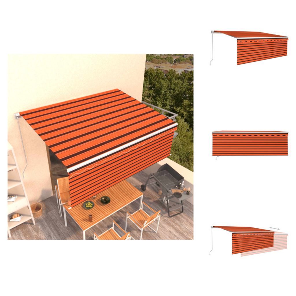 vidaXL Markise Manuell Einziehbar mit Rollo 4x3 m Orange & Braun - Markisen