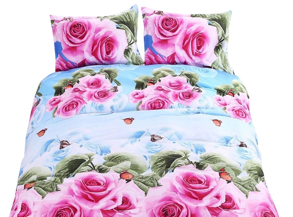 3-teiliger Satz Bettwäsche 135x200 cm - Rosen und Produktbild 