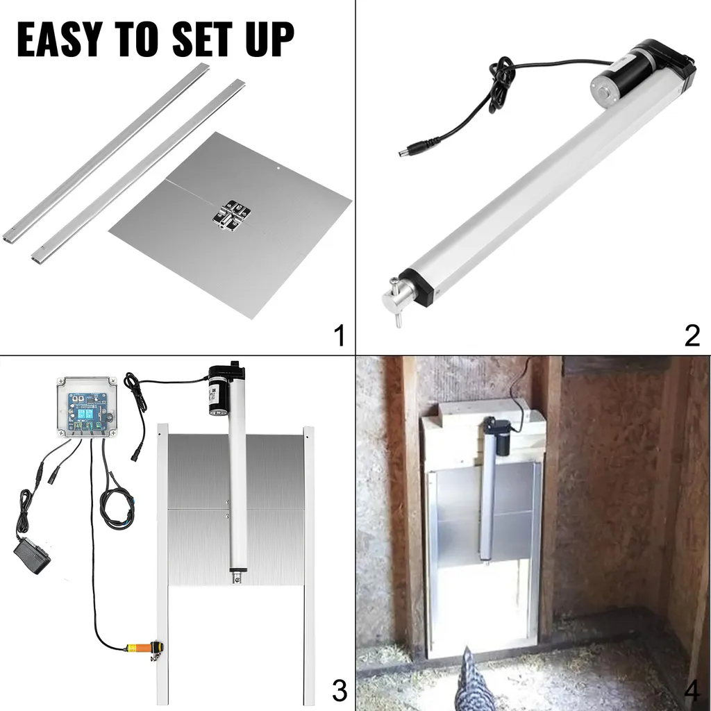 VEVOR Porta scorrevole per polli Apertura stalla, 32 x 30 cm Porta automatica per polli Sensore di luce, 220 V 66 W Porta automatica per polli, con 2 telecomandi, induzione a infrarossi Porta automatica per polli - 6