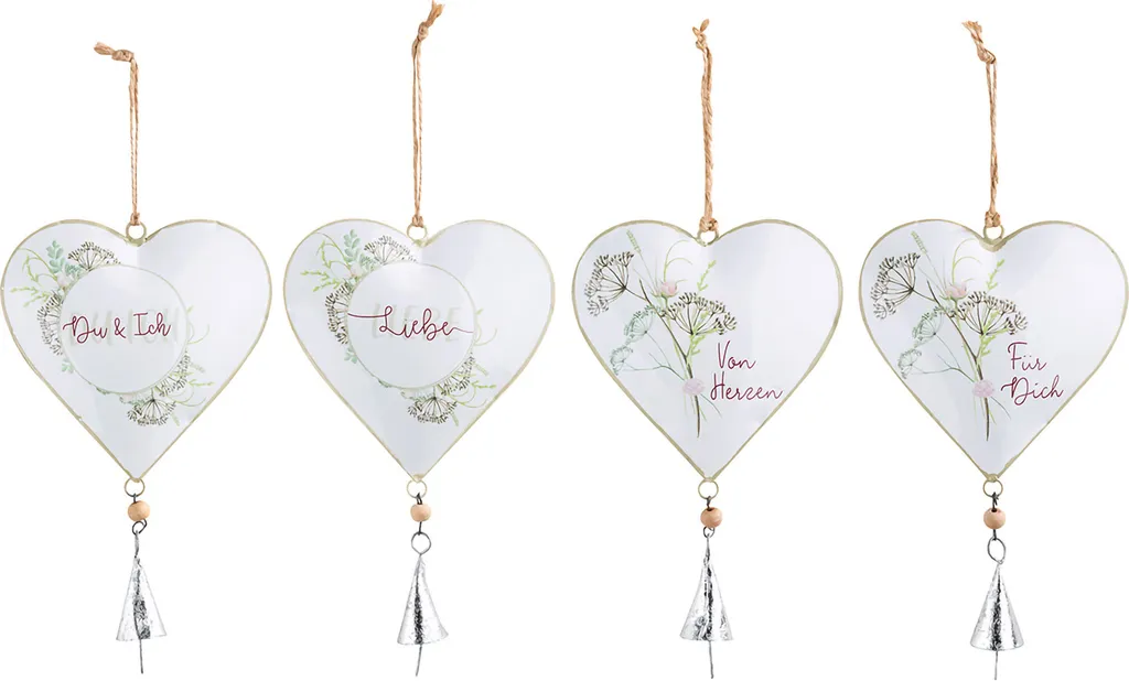 Décoration de Fenêtre Cœur Blanc en Métal pour Intérieur Lot de 4