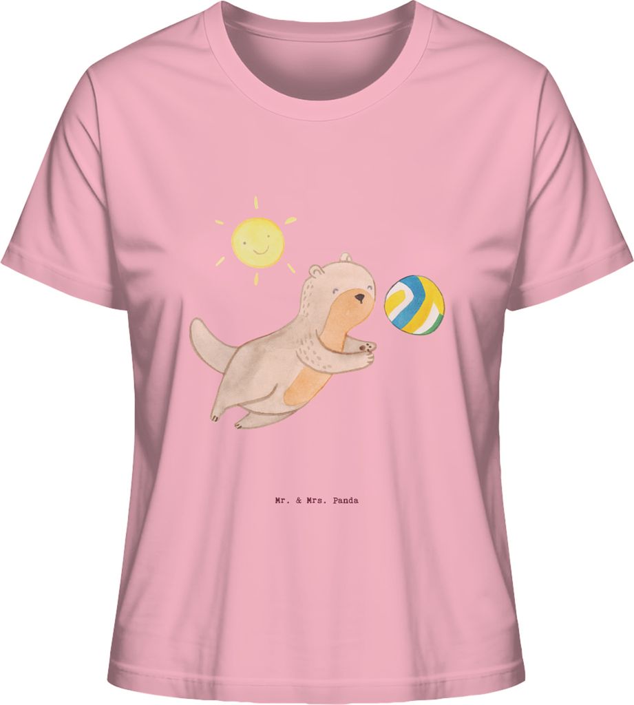 Mr. & Mrs. Panda Shirt Damen Otter Beachvolleyball Größe XL - Baumwolle Pink - Geschenk, Volleyballturnier, Oberteil, T-Shirt, Ballsport, Damensh...