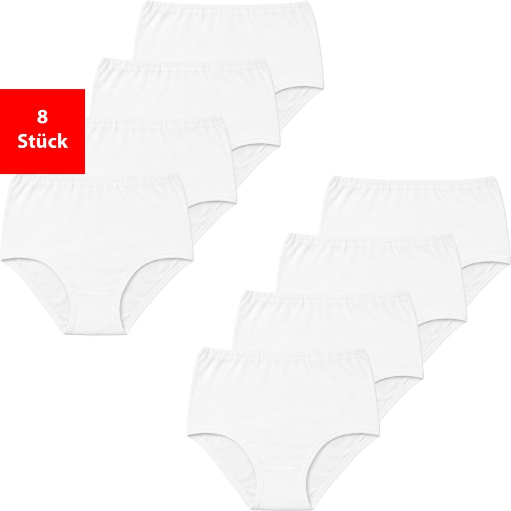 Taillenslip Damen Slips aus 100% Baumwolle im 4er & 8er Pack mit Stretchbund - 40/42 8er