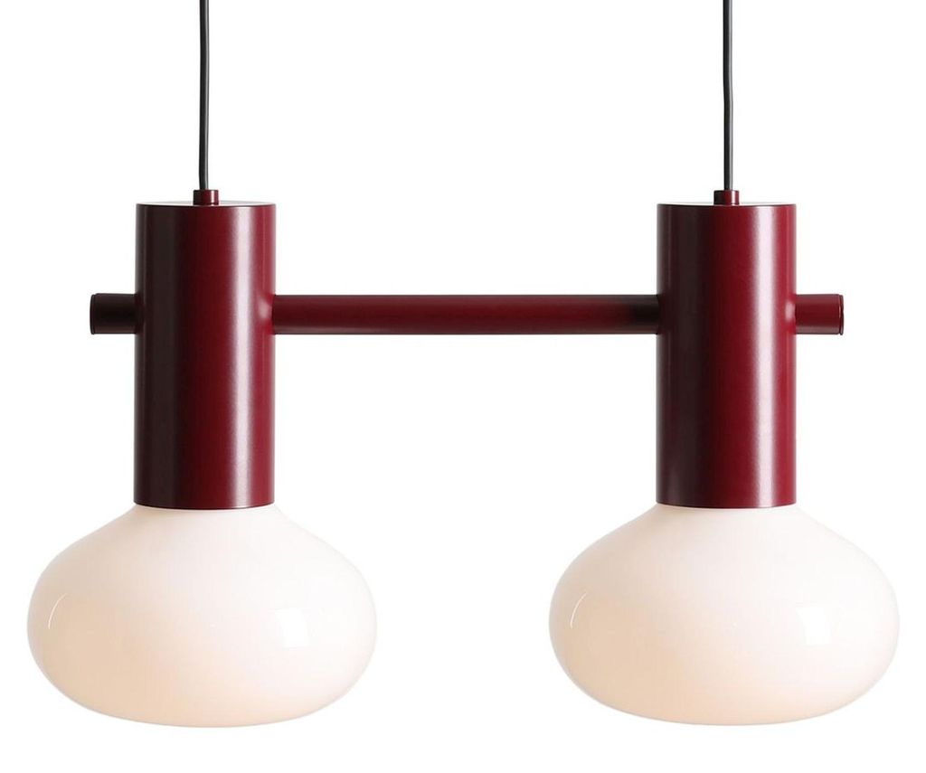 Pendelleuchte Metall Glas H: max. 250 cm Rot Weiß E14 2-flammig länglich Modern Hängeleuchte