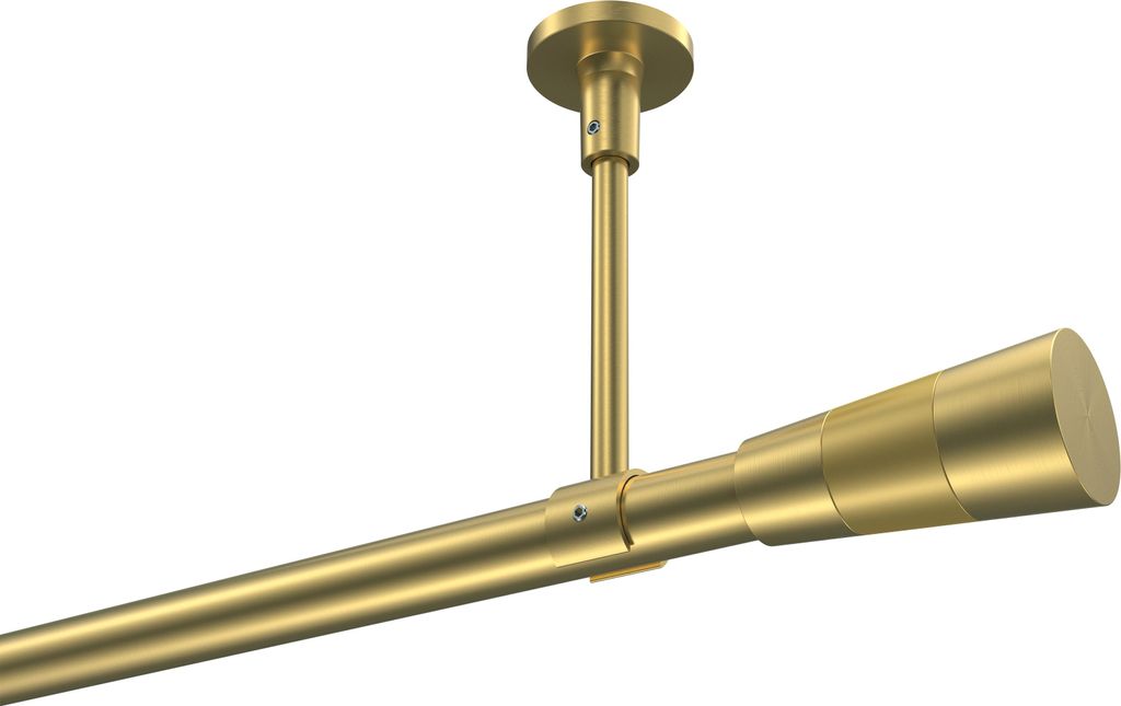 Interdeco Gardinenstange / Vorhangstange Messing-Optik, Typ Sonette Tanara (Konus Bicolor) ohne Ringe, Deckenmontage, 20 mm Ø 1-läufig, 420 cm