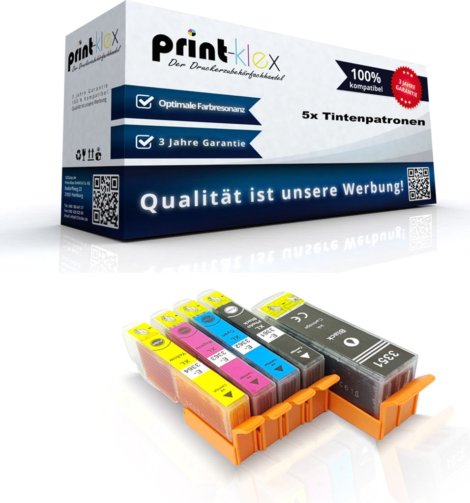 5x kompatible XXL Tintenpatronen für Epson Expression XP530 Expression XP630 Expression XP630 Series Black Foto Black Cyan Magenta Yellow - T3351 ...