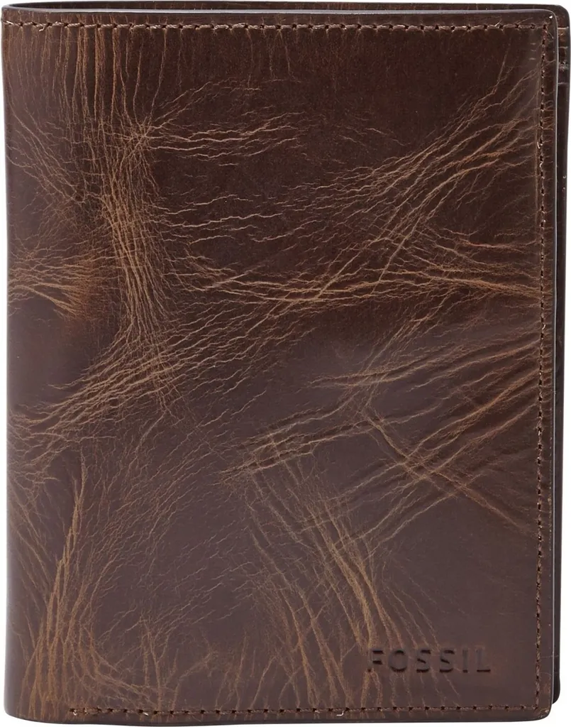 Porte-monnaie Homme en Cuir Marron Fossil Derrick avec Multi-poches