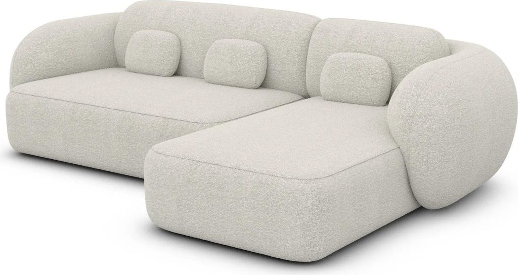 Bouclé L-Form Sofa Mira Weiß Rechts