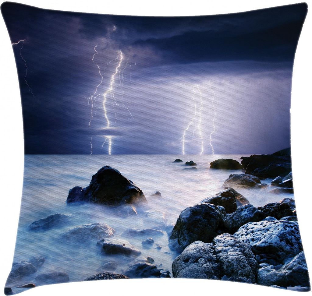 ABAKUHAUS Sommer Kissenbezug, Felsiger Küsten-Mystiker-Sturm, Waschbar mit Reißverschluss Kissenhülle mit Farbfesten Klaren Farben Beidseitiger ...