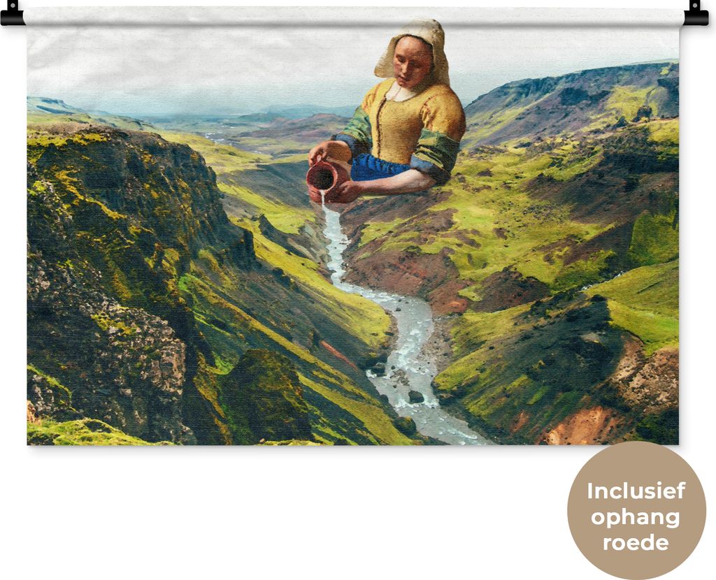 MuchoWow® Wandteppich Wandbehang Milchmädchen - Wasser - Produktbild 