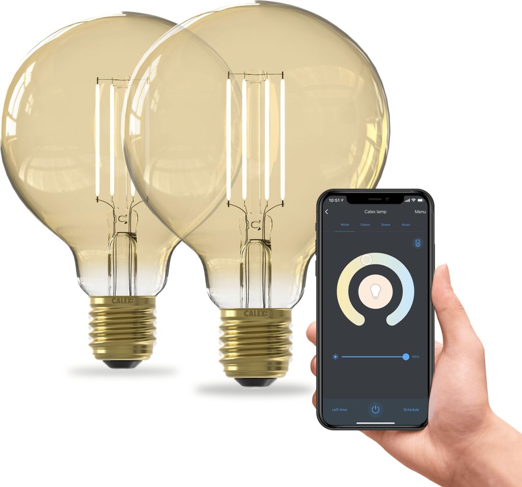 Calex Smart LED Lampe, E27, G95, Gold Filament, warmweißes Produktbild 