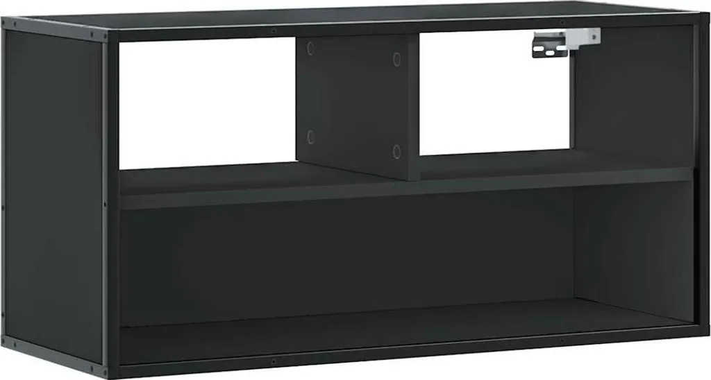 Mobile TV Nero 80x31x39,5 cm Industriale Legno e Metallo - Salvaspazio