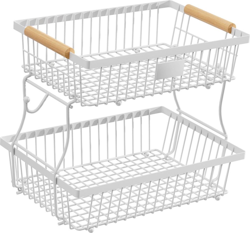 STILVORA Küchenregale, Doppelte Obst- und Gemüseablage, Küchenregal, Arbeitsplatten Organizer, 2-stufig, Praktisches Aufbewahrungsregal, Weiß