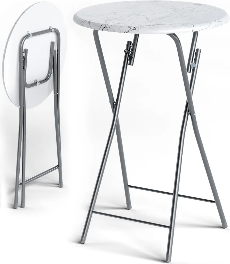Table Haute Stable et Compacte pour Petit Balcon Effet Marbre 110cm x2