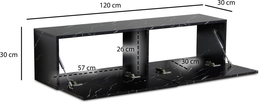 Wisząca szafka niska marmurowa czarna 120x30x30 cm szafka Zdjęcie produktu 