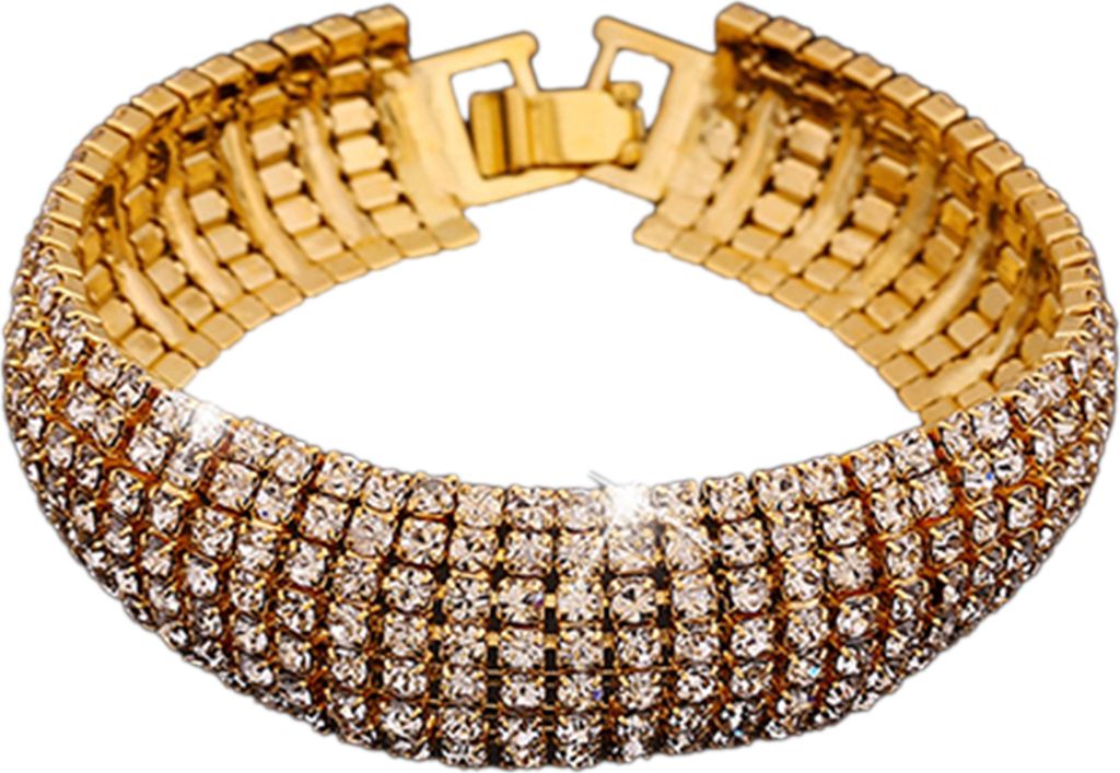 Breiter Armreif mit Strasssteinen für Damen, römischer Stil, Schmuck, Geschenk für Hochzeit, Party, Bankett-Golden