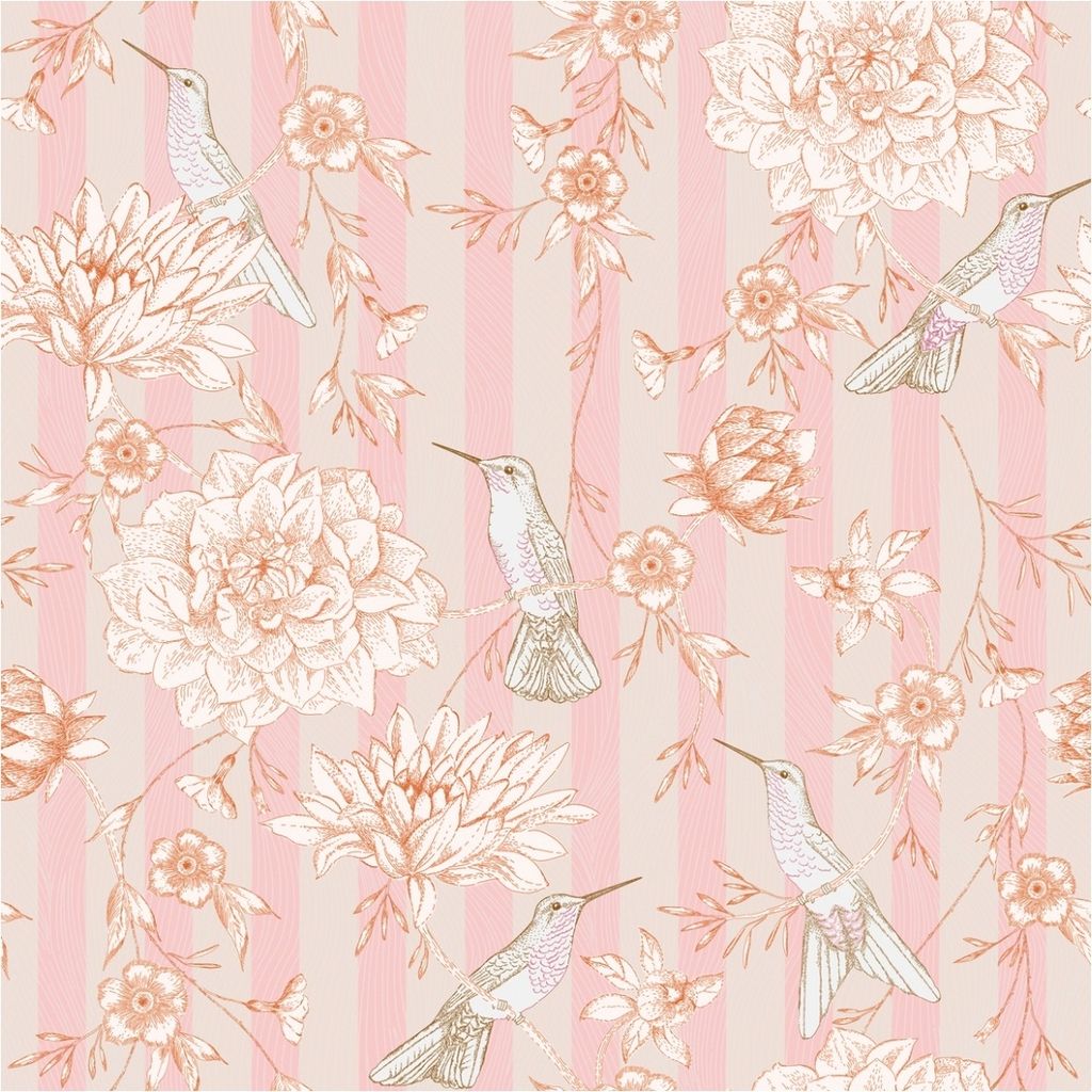 Fototapete Floral M1-No.11616 | Vliestapete Streifen | Rosa | Beige | Wohnzimmer | Küche